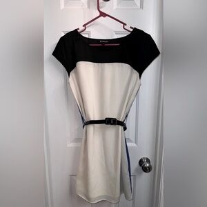 Express Color Block Lined shift dress with belt, Size XS